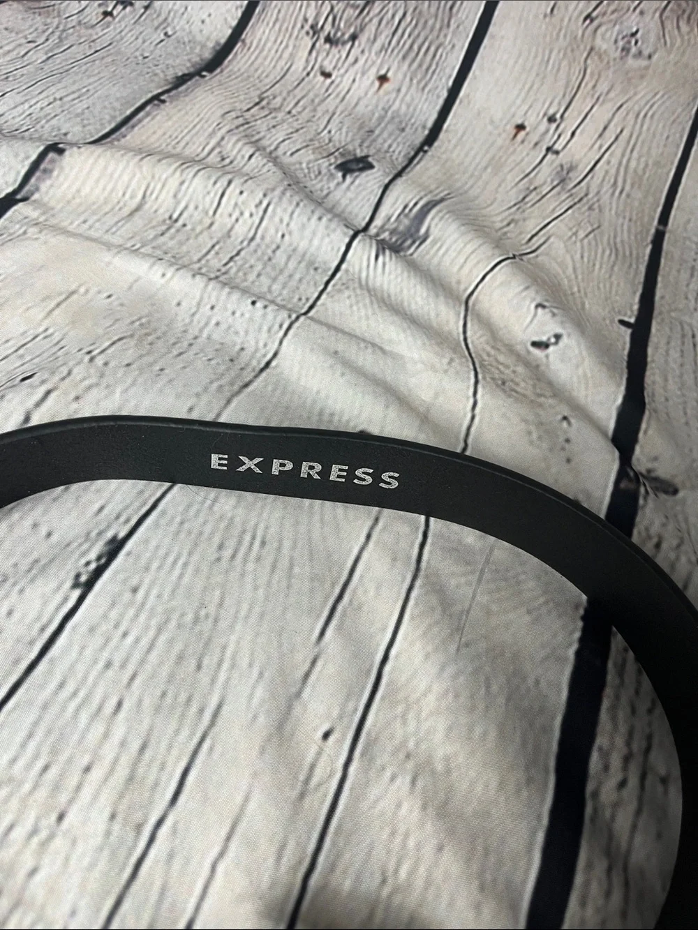 Express Black Leather Belt with Silver-Tone Rectangle Buckle